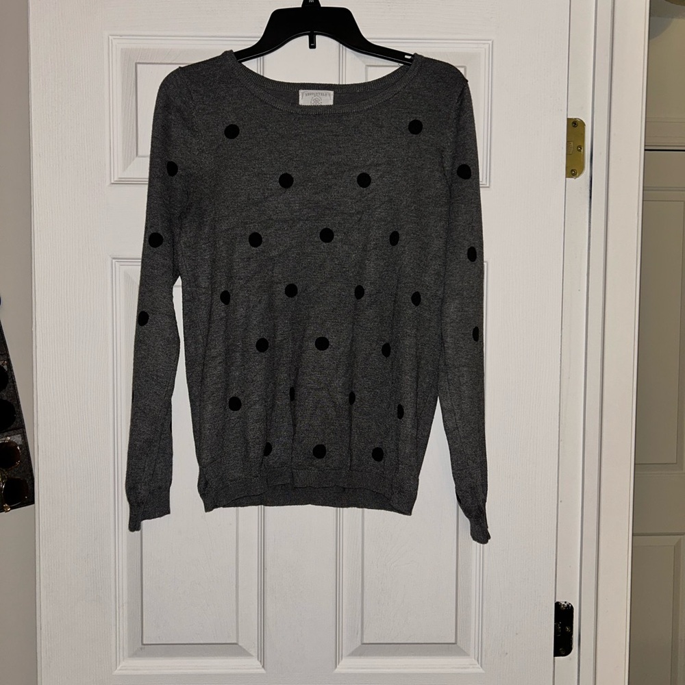 Absolutely Charcoal Sweater with Black Dots